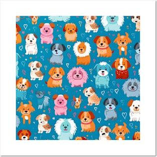Pawsitively Colourful Dogs Pattern Posters and Art